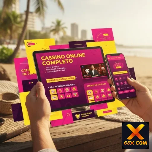 Tela do aplicativo 68x mostrando jogos de cassino