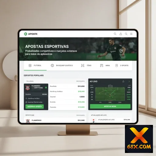 Promoções e bônus no app 68x com design moderno